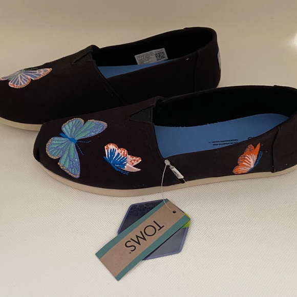 New Toms Embroidered Butterfly Flats - Picture 5 of 6